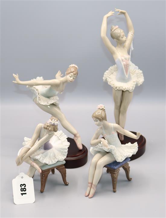 Four Lladro models of ballerinas